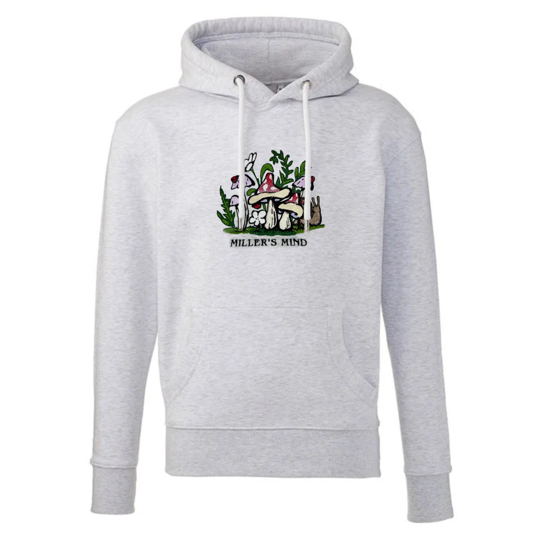 Wild Mushroom Hoodie - Ash Grey - hoodie - MillersMind - wild-mushroom-hoodie-copy - ["big embroidery","embroidery","handmade","hoodie","large embroidery","organic"]