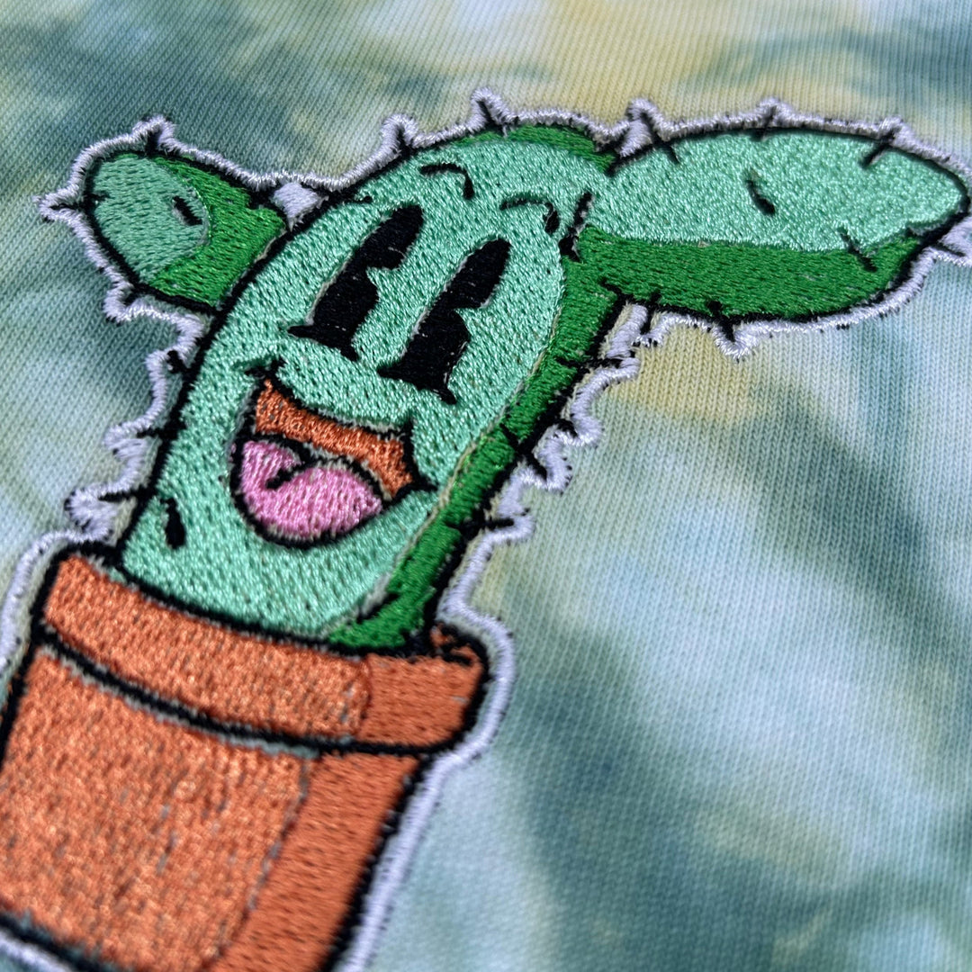 close-up of cactus in a pot embroidery