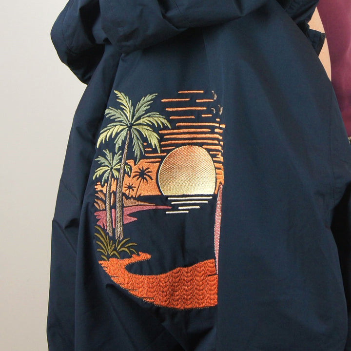 Sunset Paradise - Navy Rain Coat