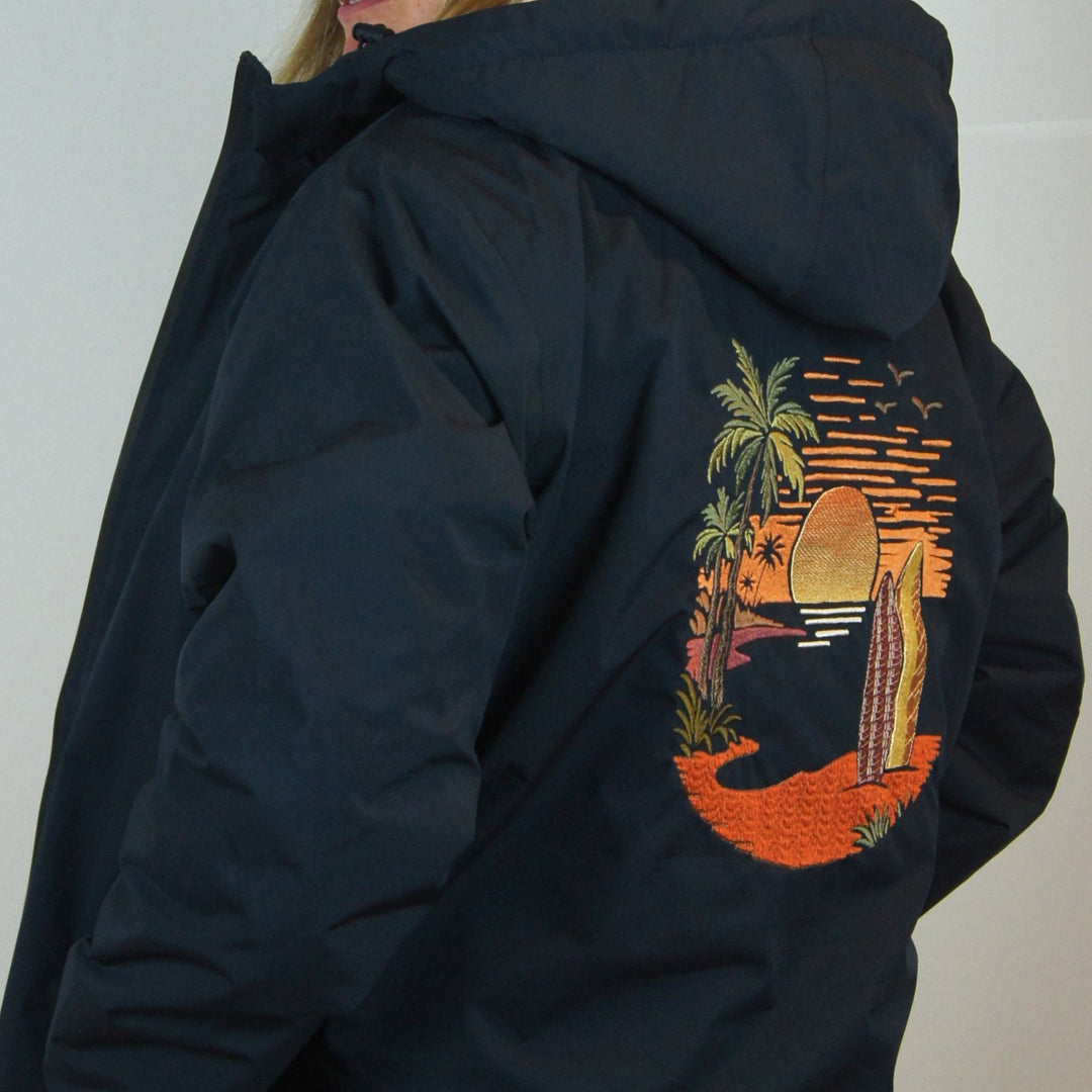 Sunset Paradise - Navy Rain Coat