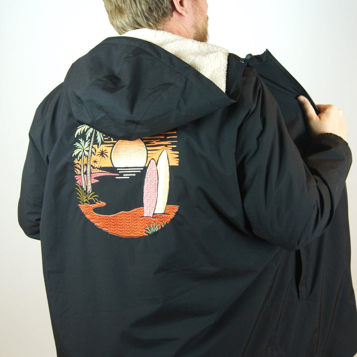 Sunset Paradise - Black Rain Coat