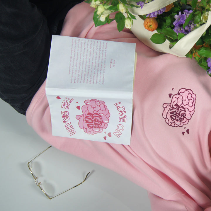 'Love On The Brain' Sweater - Pink - Sweatshirt - MillersMind - love-on-the-brain - ["embroidery","handmade","organic","sweatshirt"]