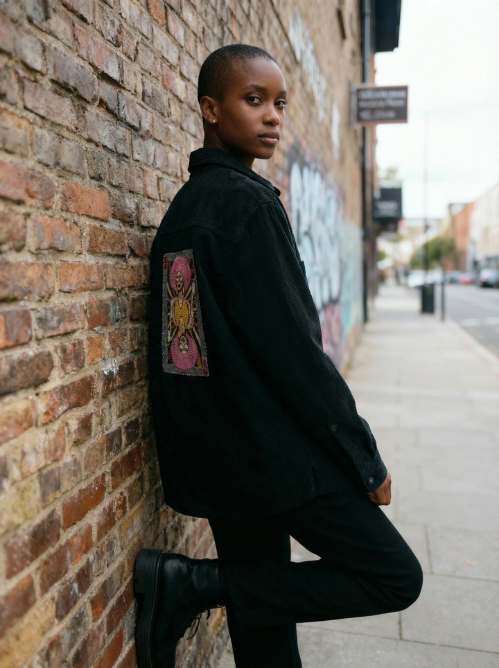 Queen Of Hearts - Organic Cotton Corduroy Jacket in Black