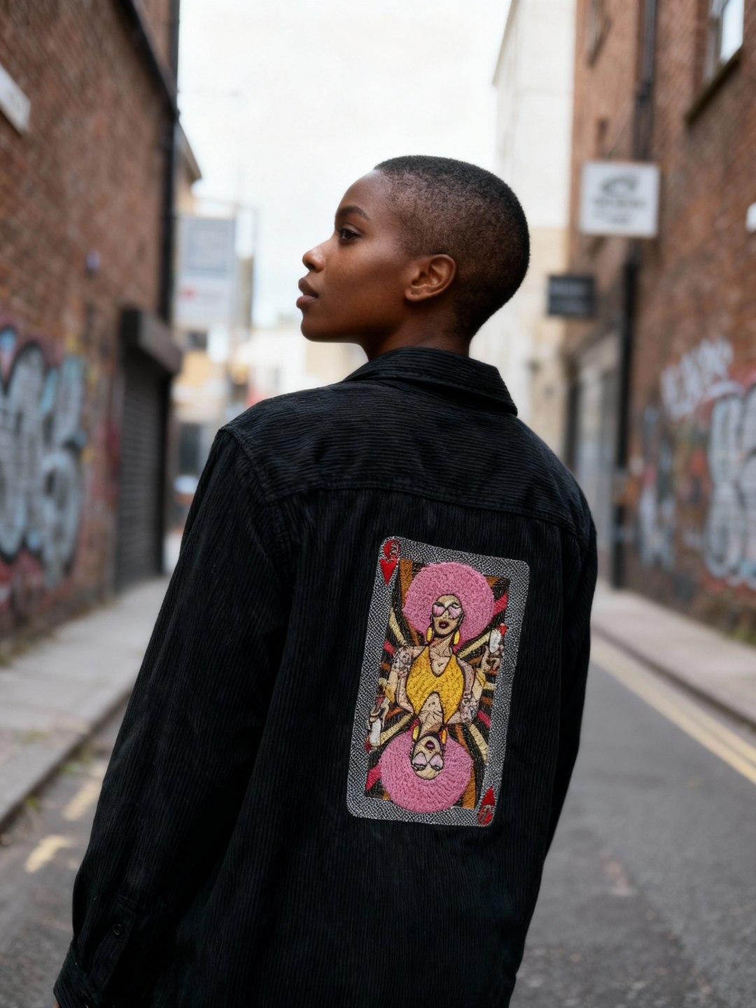 Queen Of Hearts - Organic Cotton Corduroy Jacket in Black