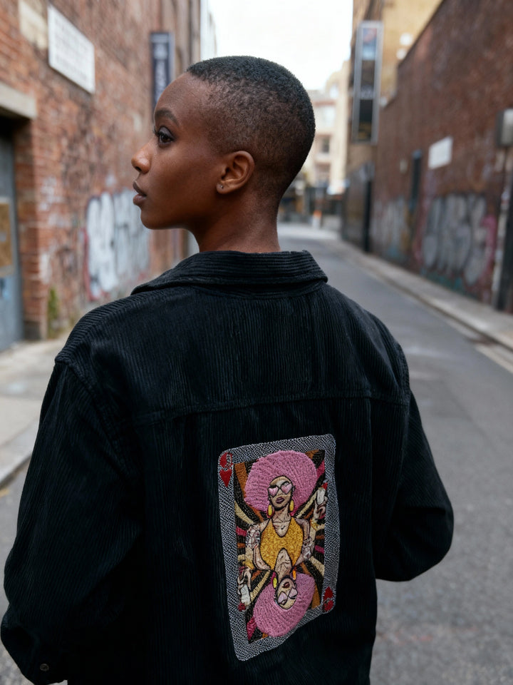 Queen Of Hearts - Organic Cotton Corduroy Jacket in Black