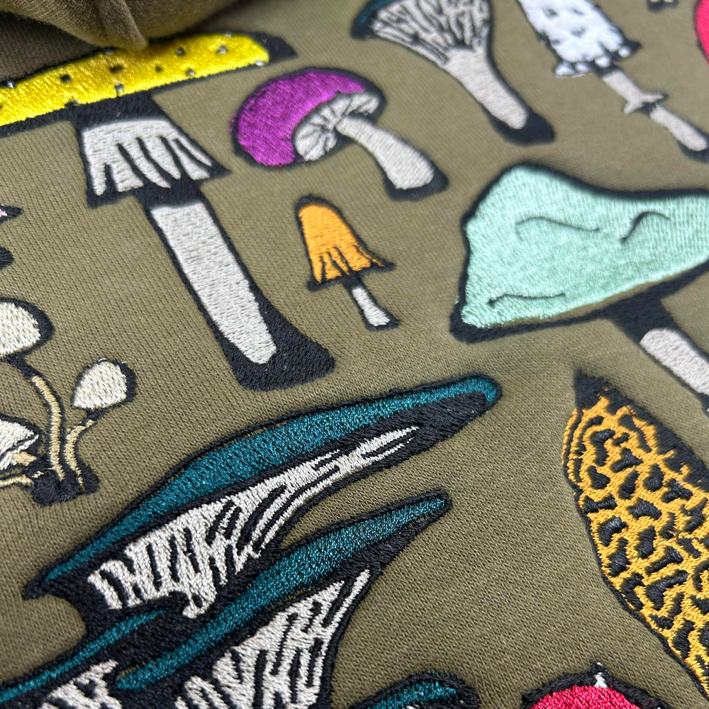 Embroidered mushroom hoodie
