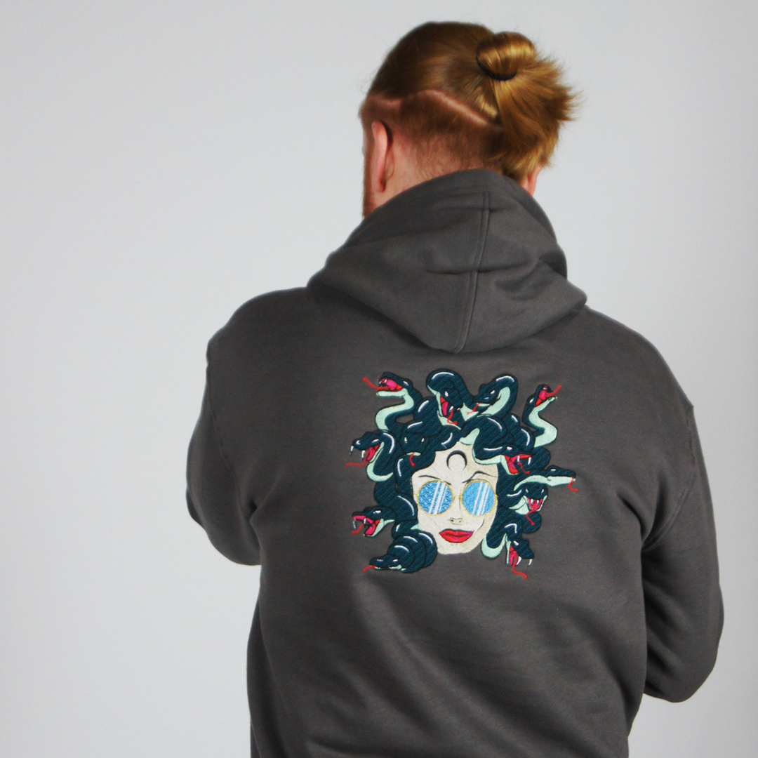 Modern Day Medusa - Burgundy - hoodie - MillersMind - modern-day-medusa-burgundy - ["embroidery","hoodie","large embroidery","organic"]