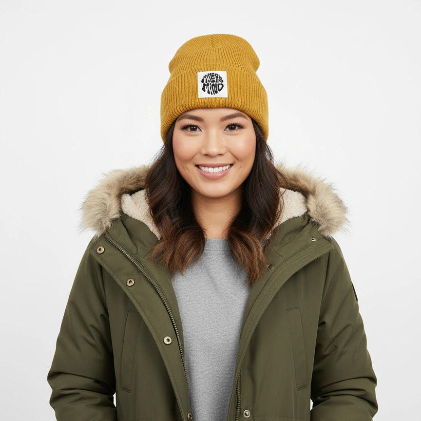 Mustard beanie hat 