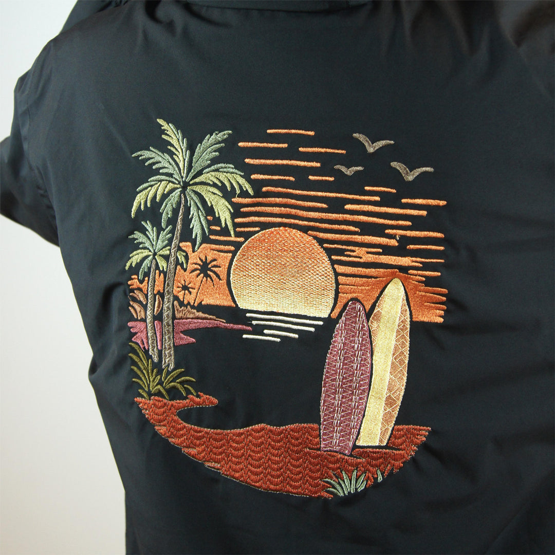 Sunset Paradise - Black Rain Coat