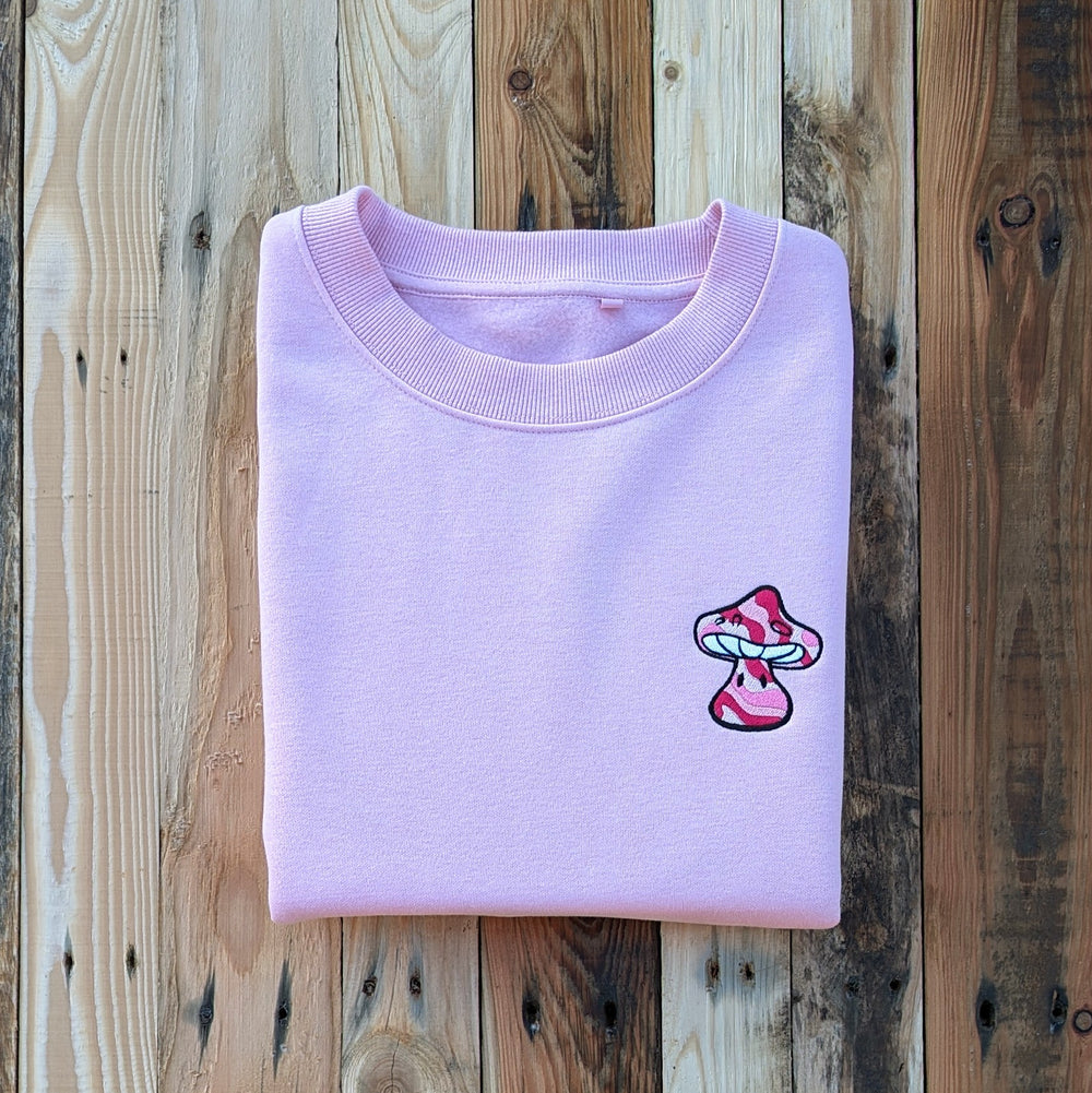 The Candyfloss Shroom - Sweatshirt - MillersMind - the-candyfloss-shroom - ["embroidery","handmade","organic","sweatshirt"]