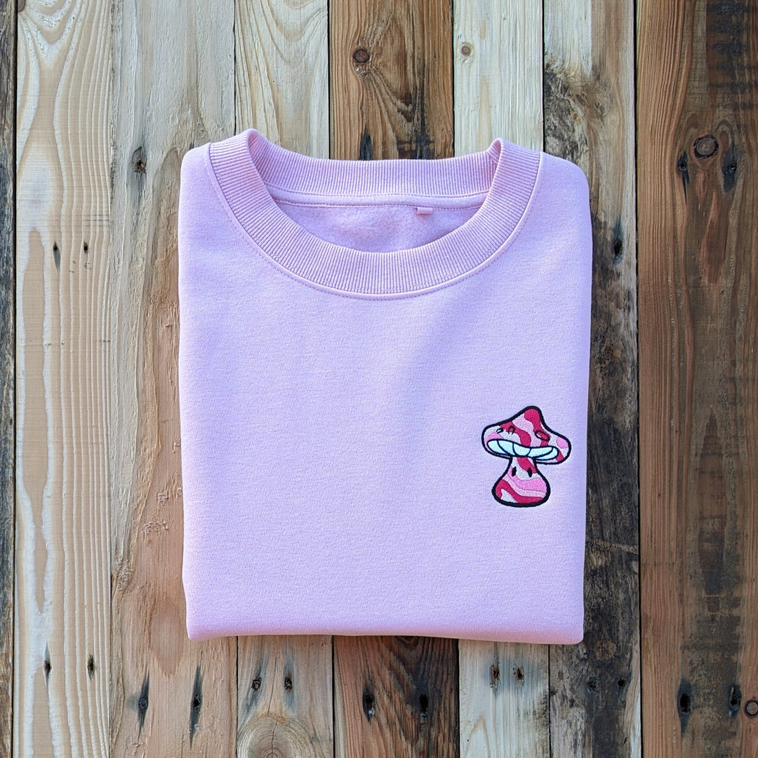The Candyfloss Shroom - Sweatshirt - MillersMind - the-candyfloss-shroom - ["embroidery","handmade","organic","sweatshirt"]