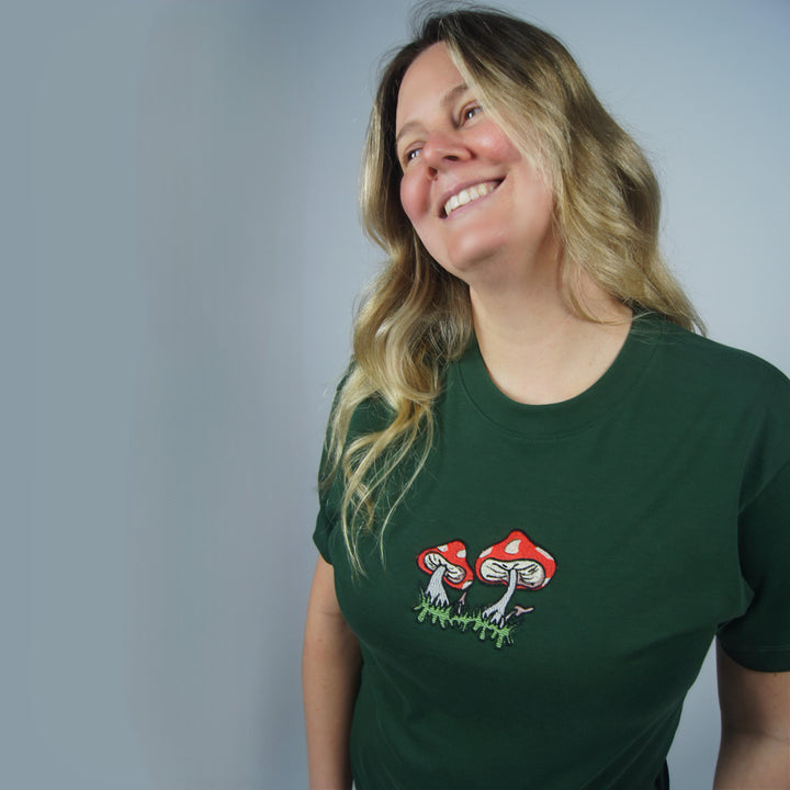 Tiny Toadstools Tee - T-shirt - MillersMind - alien-head-tee-navy-copy - ["embroidery","handmade","organic","T-shirt"]
