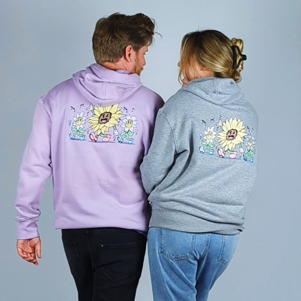 Singing Sunflower Hoodie - Ash - hoodie - MillersMind - singing-sunflower-hoodie-ash - ["big embroidery","hoodie"]