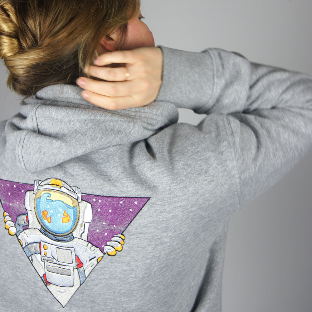 Aquanaut Hoodie - Grey - hoodie - MillersMind - spaceman-hoodie-grey - ["big embroidery","embroidery","handmade","hoodie","large embroidery","organic"]