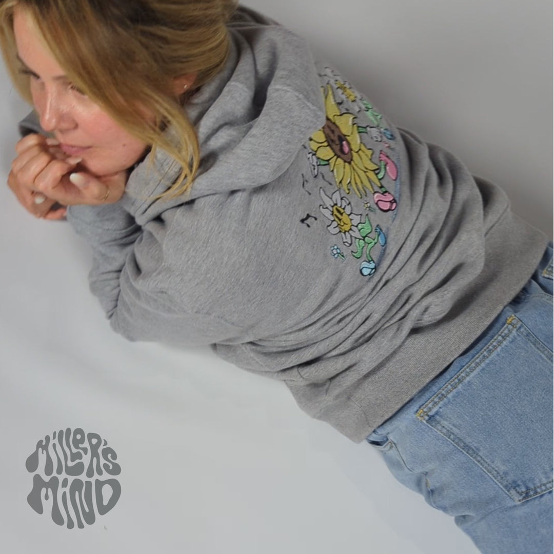 Singing Sunflower Hoodie - Lavender - hoodie - MillersMind - singing-sunflower-hoodie-lavender - ["big embroidery","hoodie"]