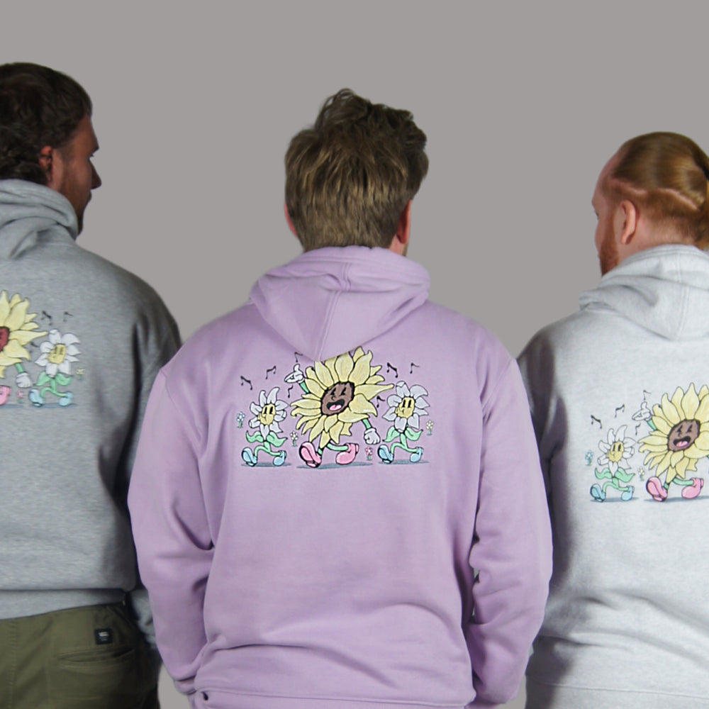 Singing Sunflower Hoodie - Ash - hoodie - MillersMind - singing-sunflower-hoodie-ash - ["big embroidery","hoodie"]