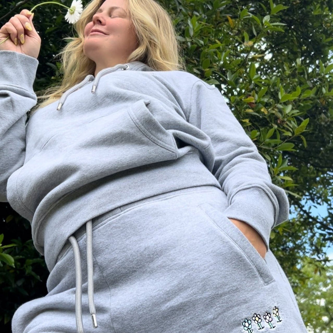 Singing Sunflower Hoodie - Marl Grey - hoodie - MillersMind - mushroom-army-hoodie-desert-copy - ["big embroidery","hoodie"]