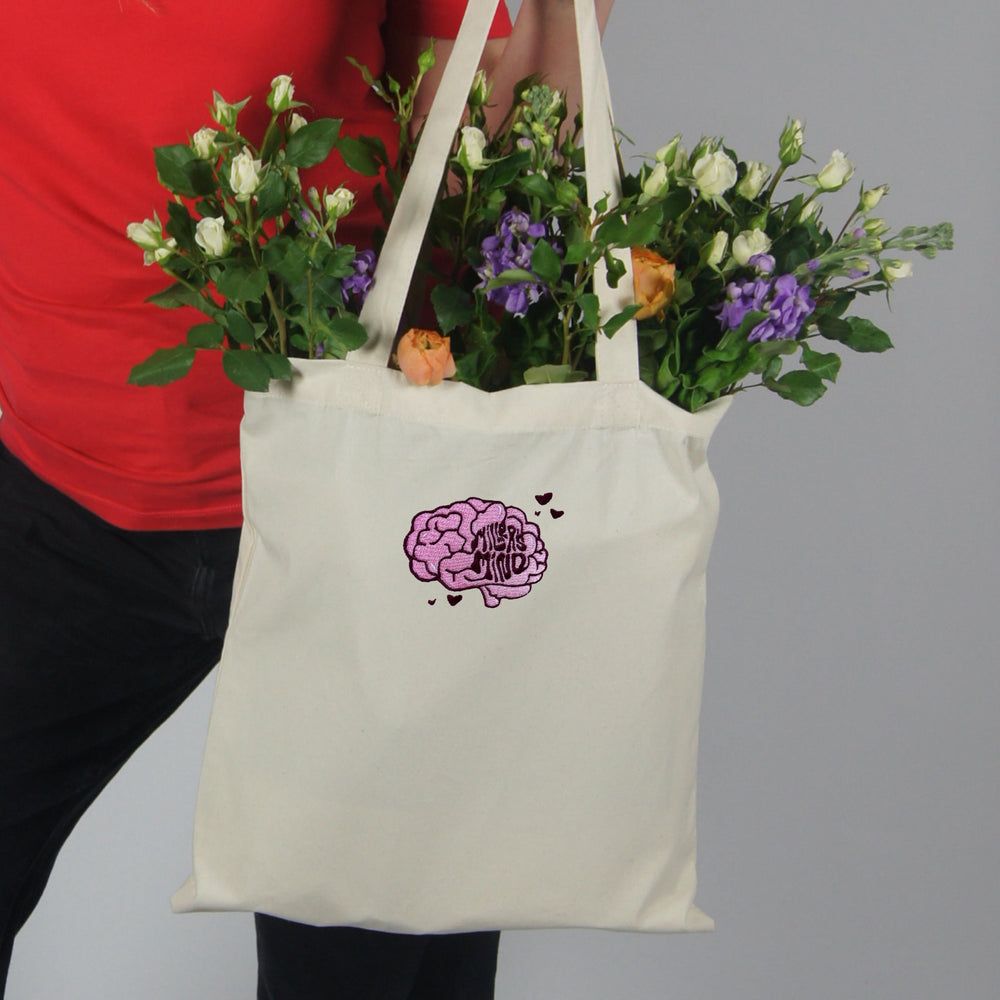 Tote Bag - 'Love On The Brain' - Accessories - MillersMind - tote-bag-1 - ["Accessories","Beanie","Blue","cotton","Hat","navy","organic","yellow"]