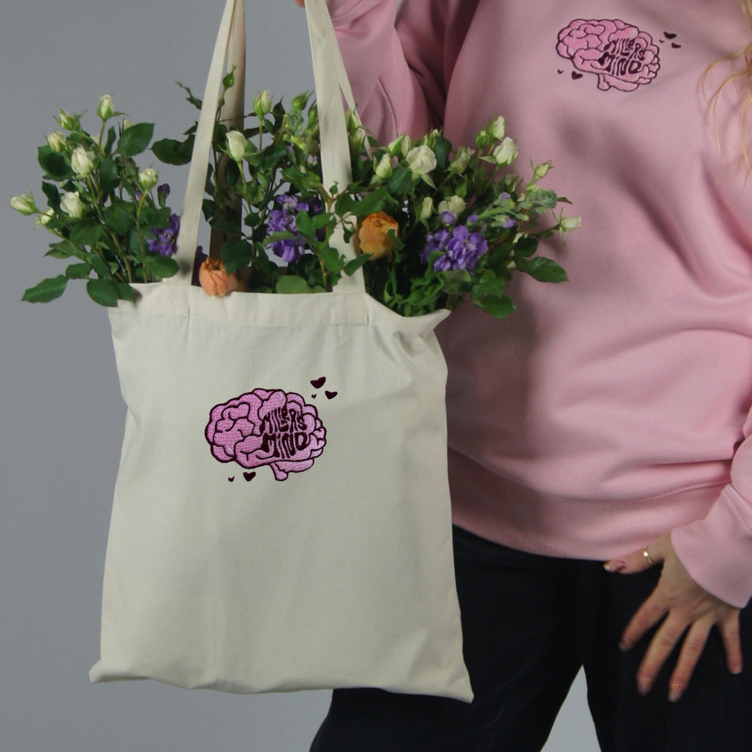 Tote Bag - 'Love On The Brain' - Accessories - MillersMind - tote-bag-1 - ["Accessories","Beanie","Blue","cotton","Hat","navy","organic","yellow"]
