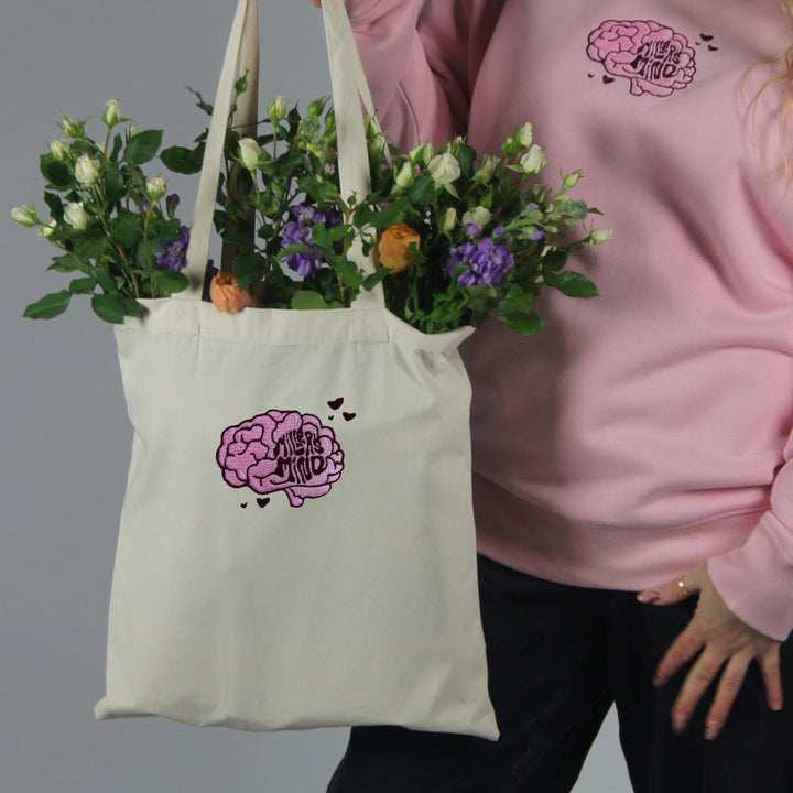 Tote Bag - 'Love On The Brain' - Accessories - MillersMind - tote-bag-1 - ["Accessories","Beanie","Blue","cotton","Hat","navy","organic","yellow"]