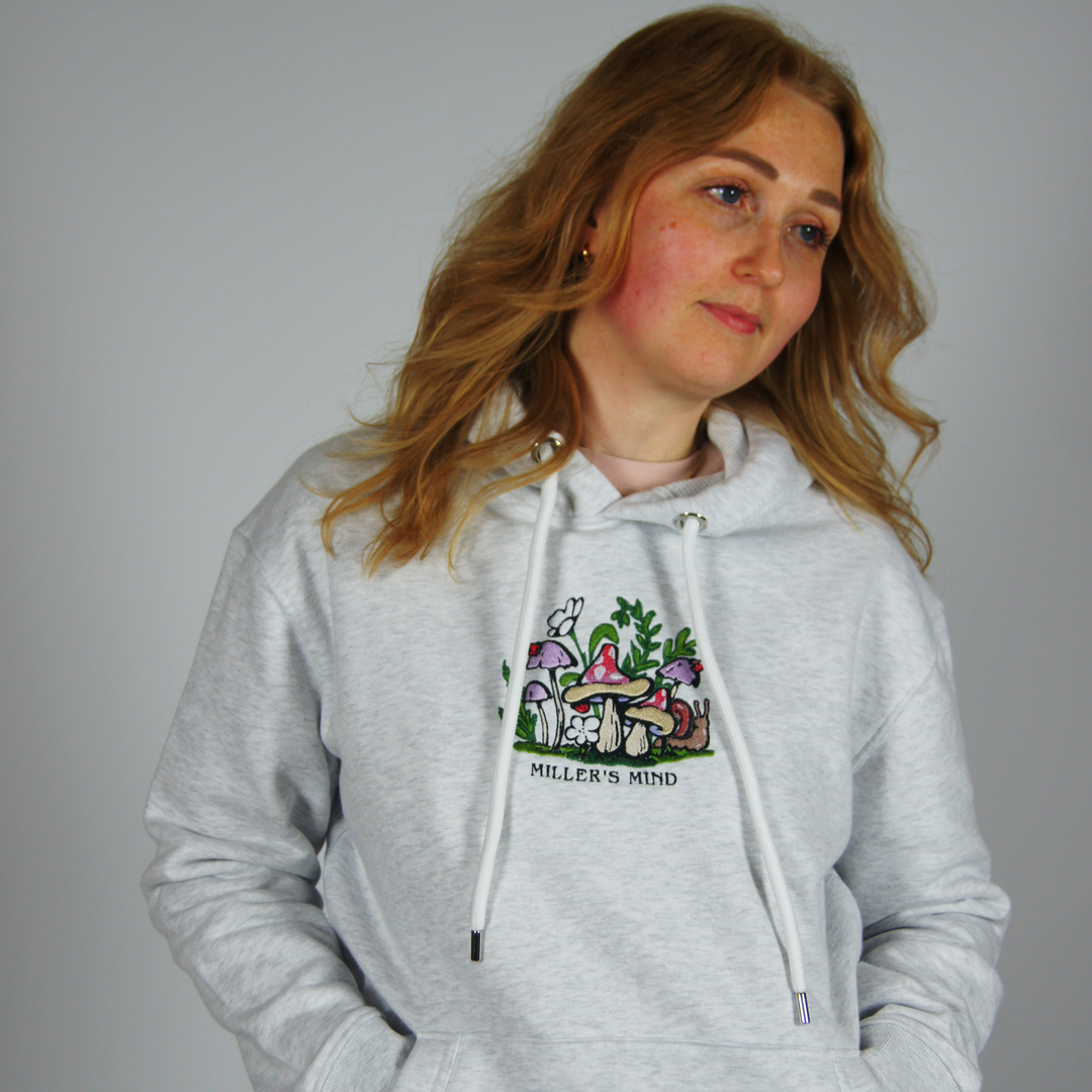 Wild Mushroom Hoodie - Desert - hoodie - MillersMind - wild-mushroom-hoodie-2 - ["big embroidery","embroidery","handmade","hoodie","large embroidery","organic"]