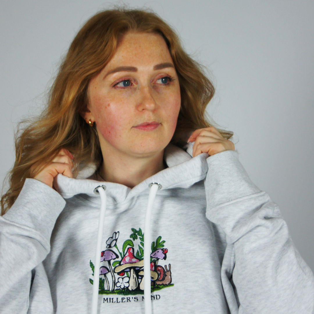 Wild Mushroom Hoodie - Desert - hoodie - MillersMind - wild-mushroom-hoodie-2 - ["big embroidery","embroidery","handmade","hoodie","large embroidery","organic"]
