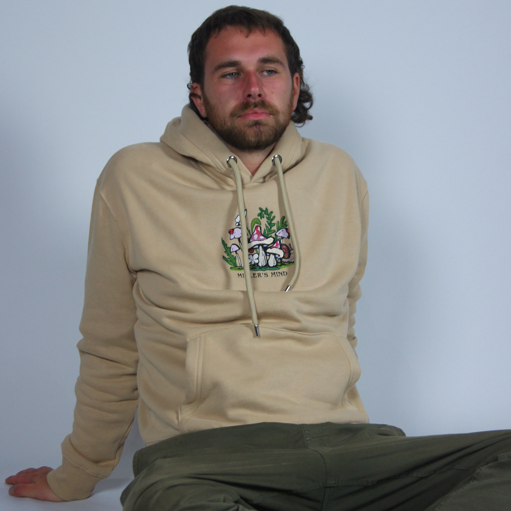 Wild Mushroom Hoodie - Desert - hoodie - MillersMind - wild-mushroom-hoodie-2 - ["big embroidery","embroidery","handmade","hoodie","large embroidery","organic"]