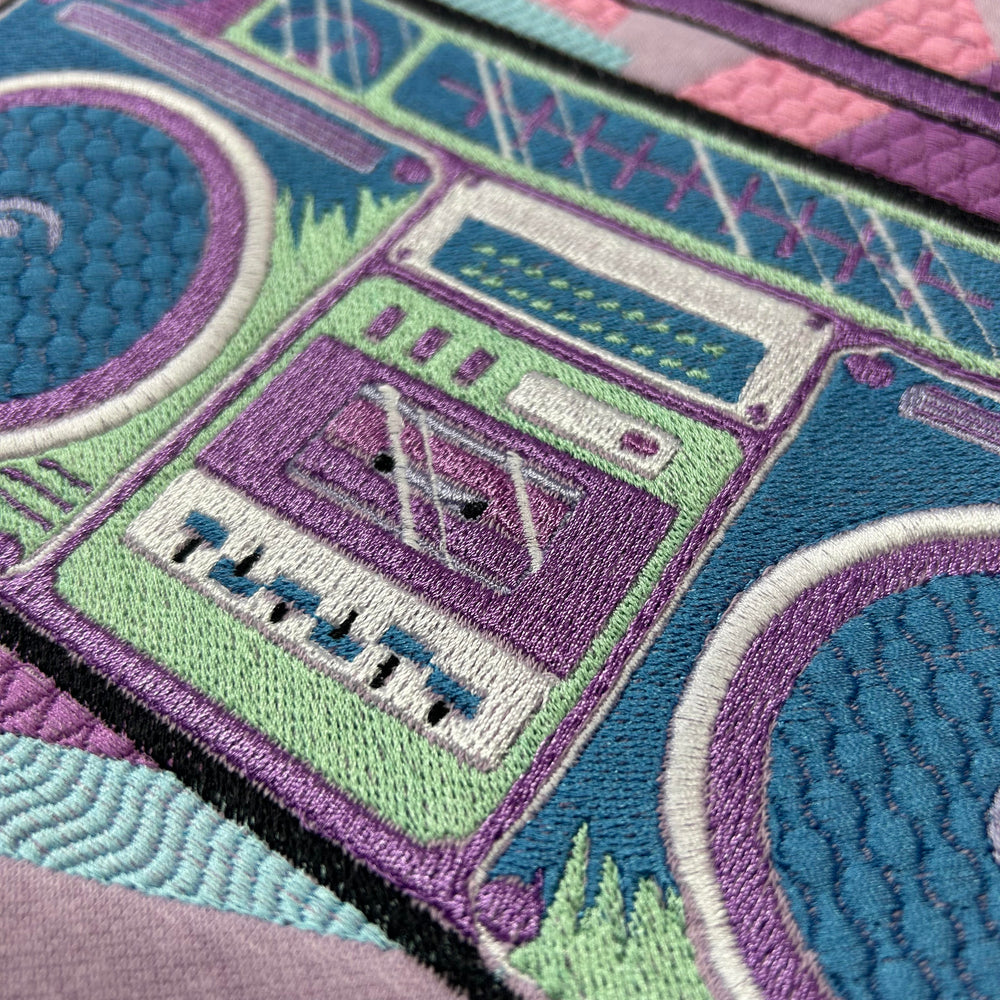 boombox music embroidery